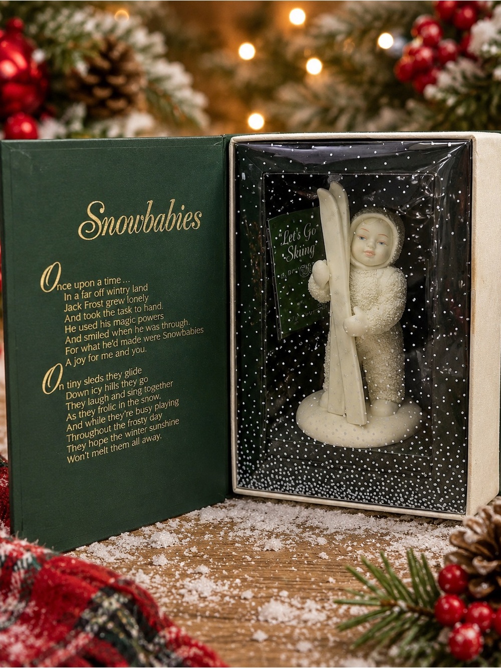 Department 56 Snowbabies Ivory Skiing Figurine Ornament